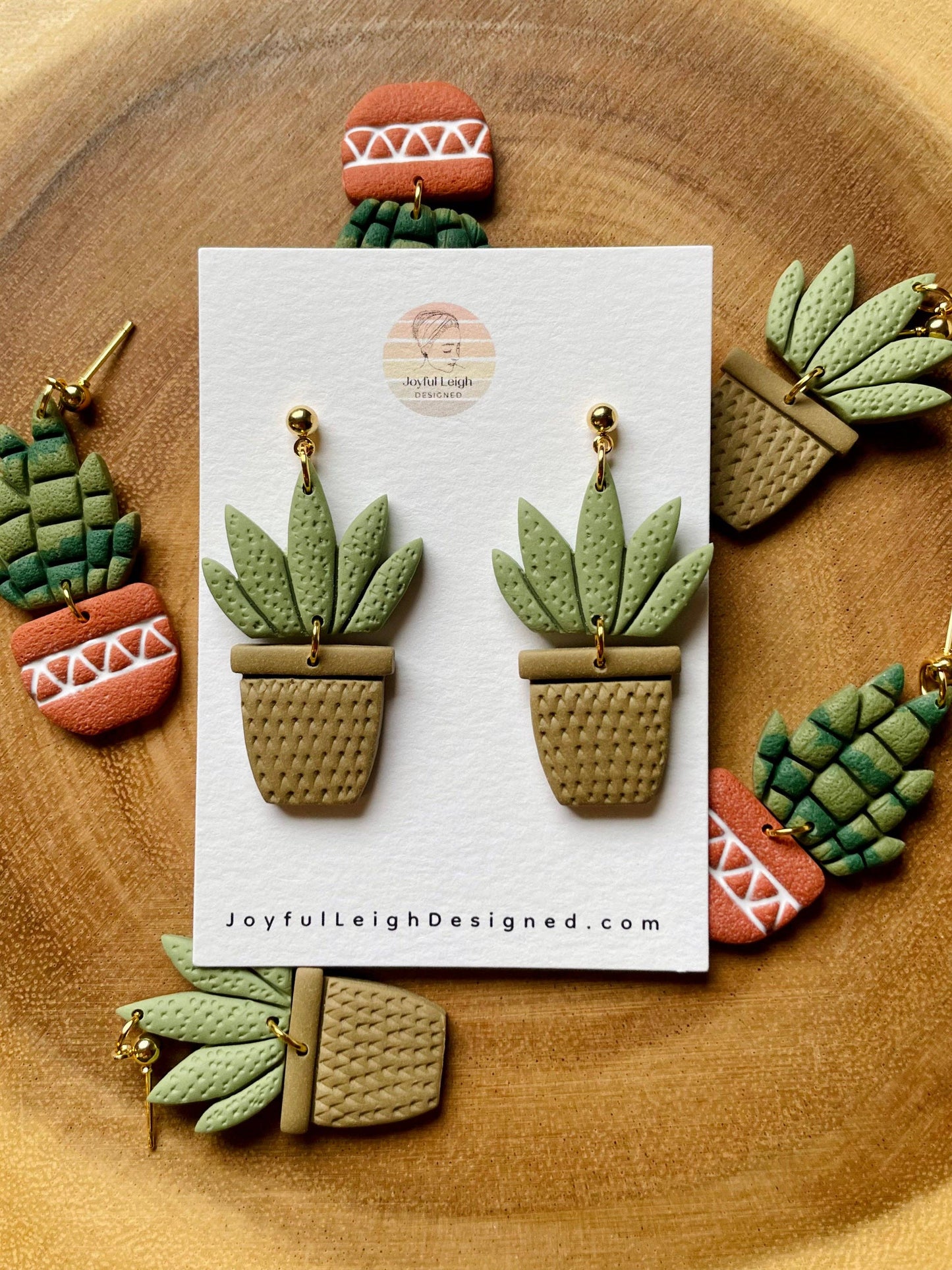 Large Succulent Plant Earrings