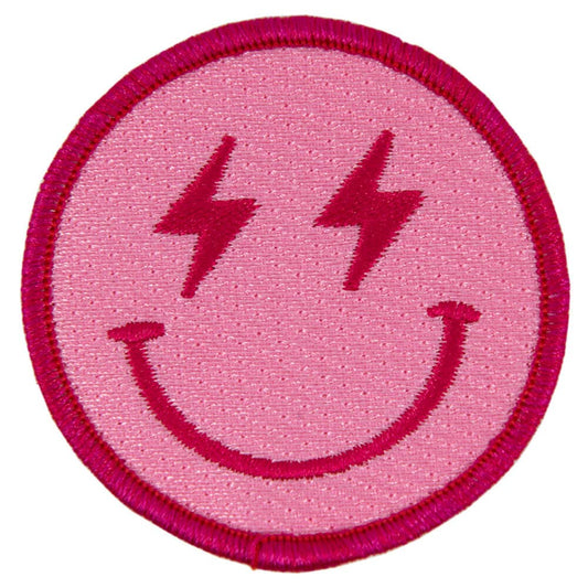 Hot Pink Lightning Happy Face Hat Patches