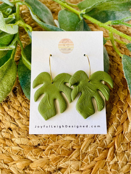 Large Monstera Leaf Hoops