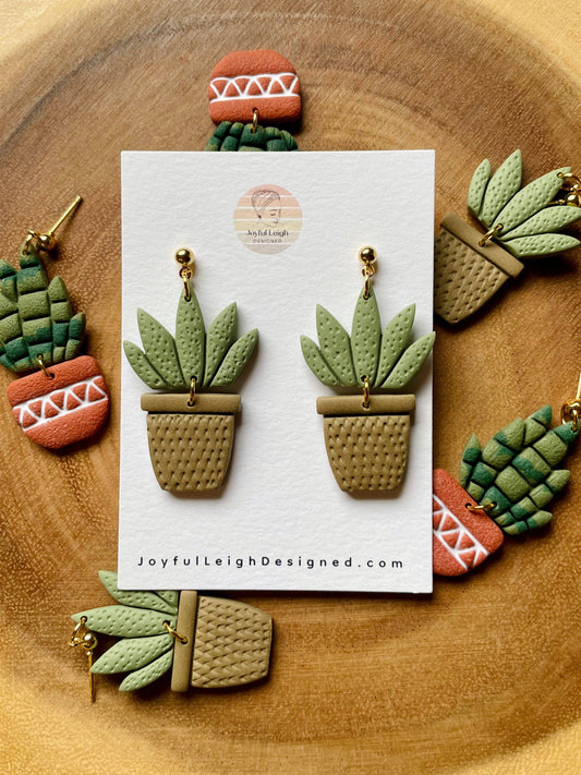 Large Succulent Plant Earrings