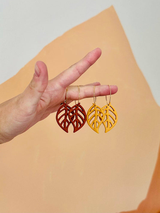 Cutout Leaf Hoops