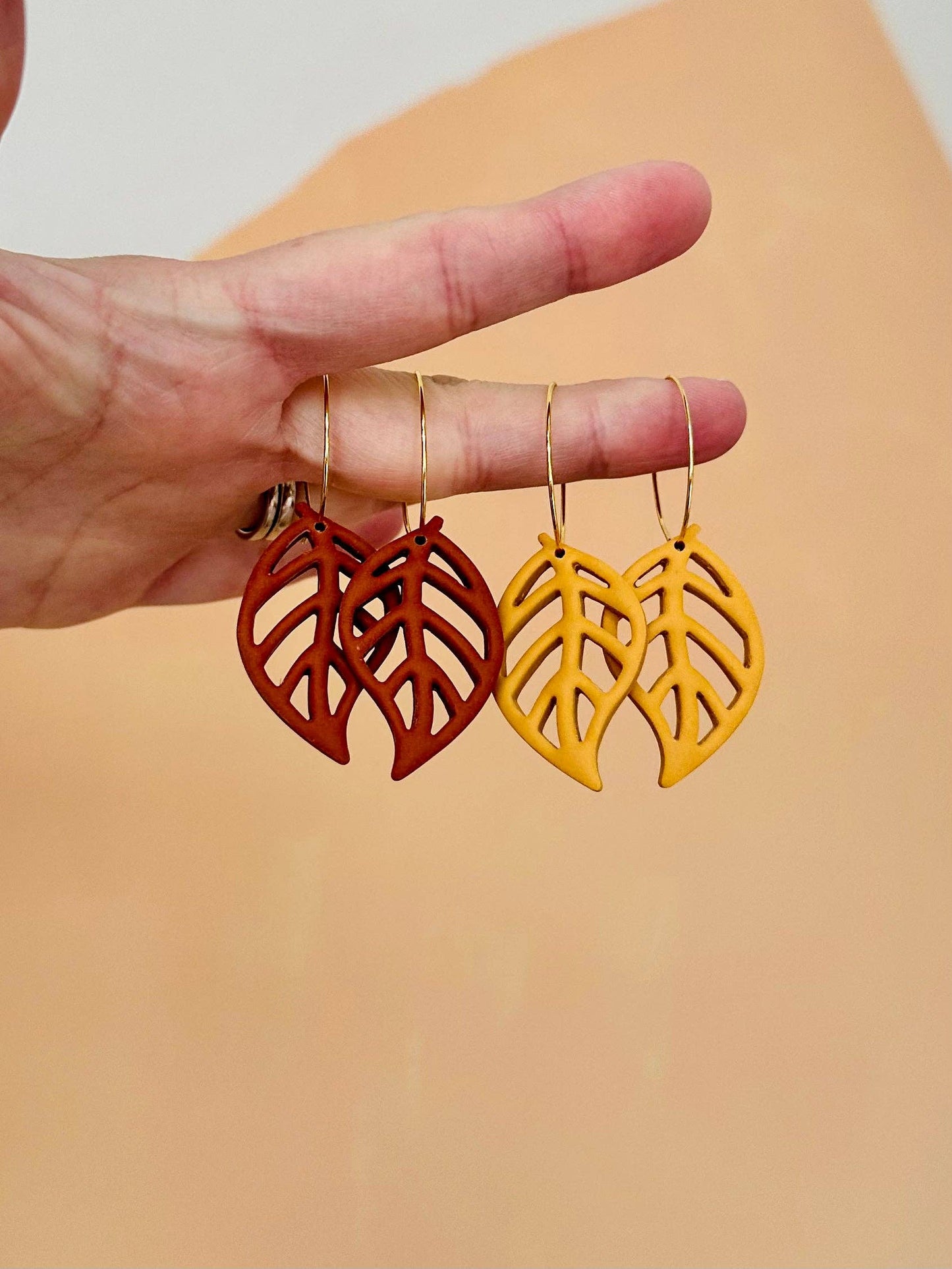 Cutout Leaf Hoops